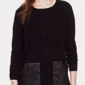 J Crew Black Sweater Leather Pockets